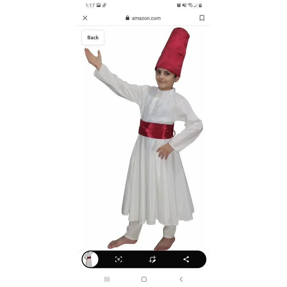 Boys Size 7/8 Years Kaku Sufi Gown Indian State Dance Costume Dress Up